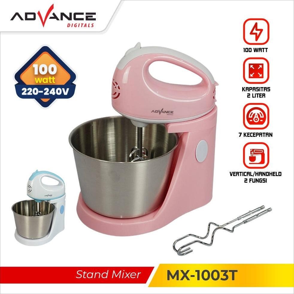 BDF Stand Mixer Advance MX-1003T ( Mangkuk Stainles + 2Liter ) Pengocok Telur Mesin Roti 7 Kecepatan