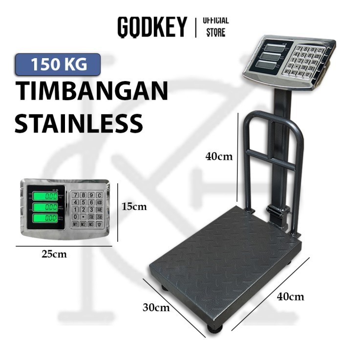 Tcs Stainless 150 Kg Timbangan Duduk Digital Elektronik Pagar Lipat