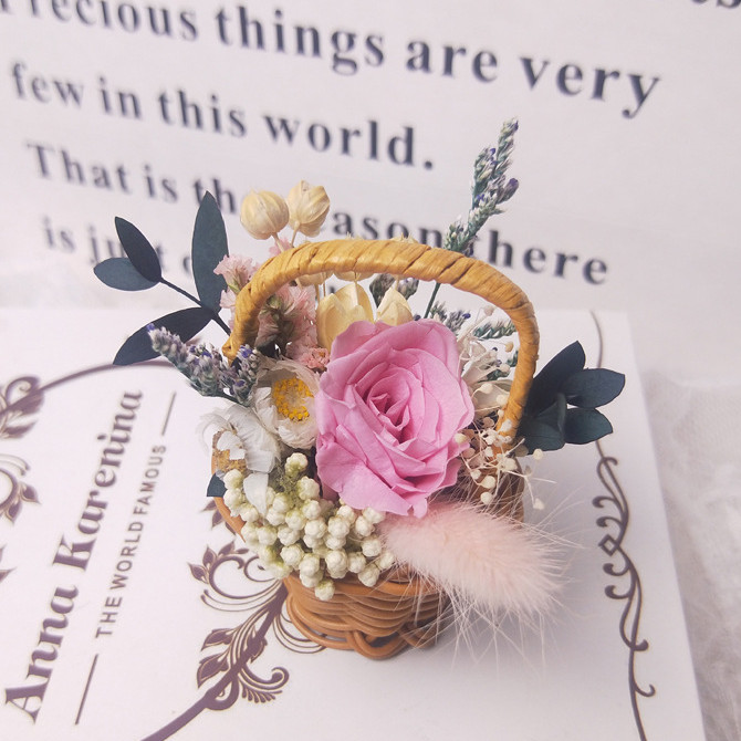 DK- YINI Dekorasi Bunga Mini Keranjang Preserved Flower Basket - Y57 lampu bunga dekorasi/lampu hias