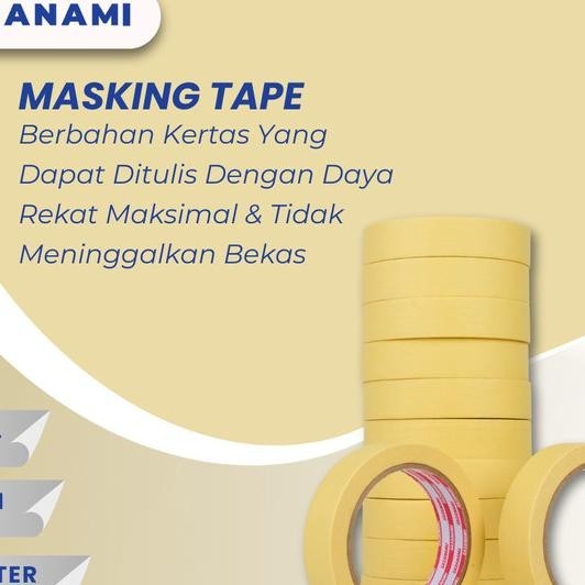 

Lakban Kertas Masking Tape 1" 24Mm X 27M Sazana Tape Isolasi Kertas