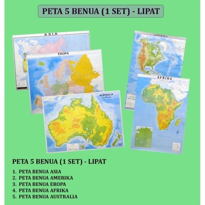 Ars Peta 5 Benua - Lipat (1 Set = 5 Buah Peta)
