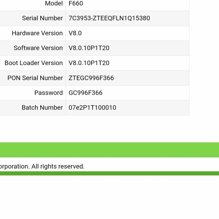 ZTE F660 V8 GPON ONT Modem Router Wireless
