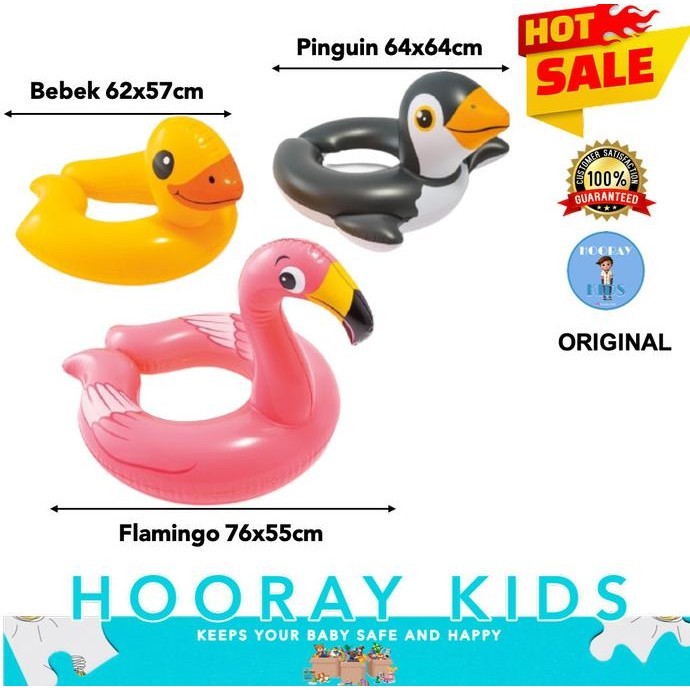 Pelampung Ban Renang Anak Intex 59220 Bebek Pinguin Flamingo Set Besar