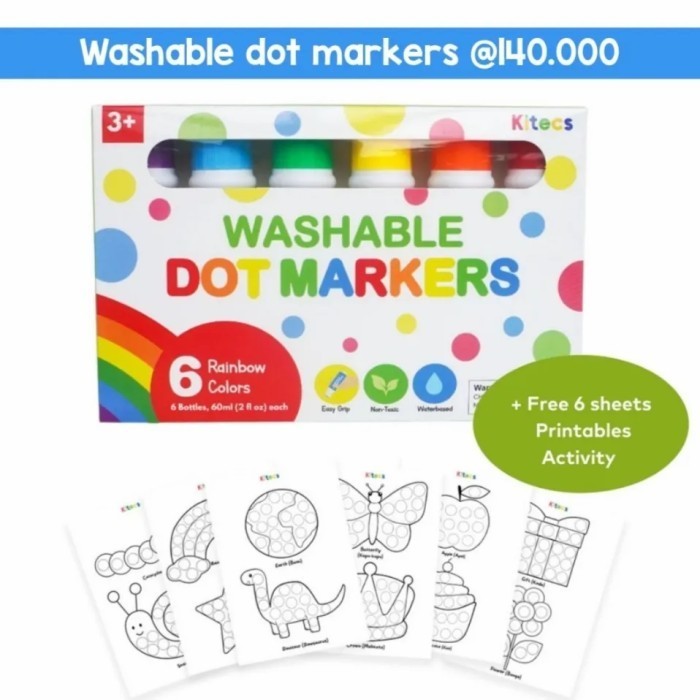 

Kitecs washable dot marker painting mewarna magic dot