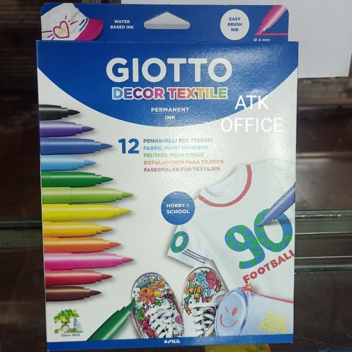 

Giotto Dekor Textile 12 Warna /Spidol permanet Khusus kain GIOTTO