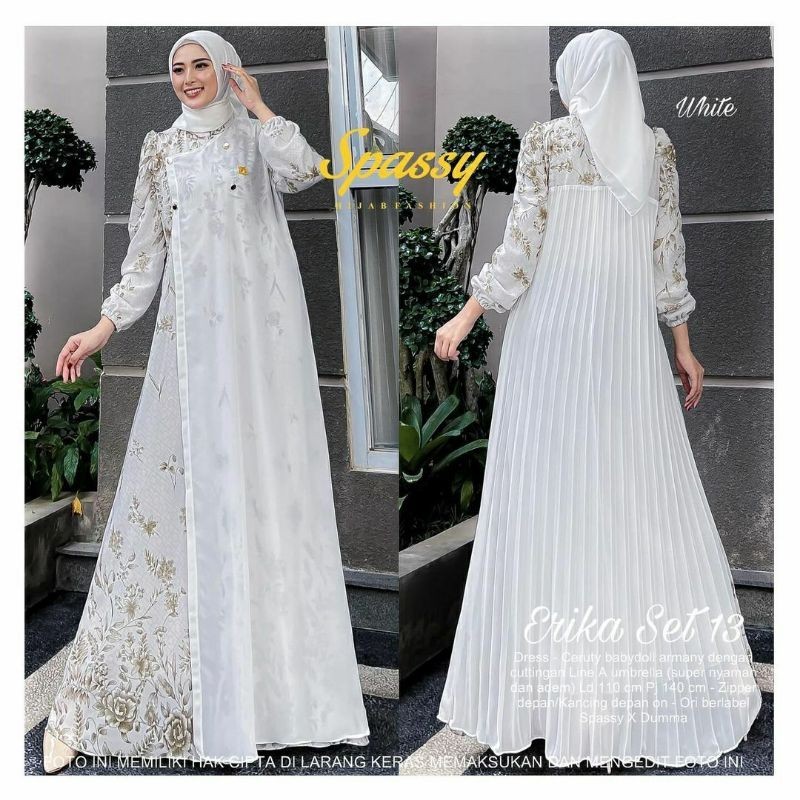 GAMIS PESTA MEWAH ELEGAN ERIKA SET HIJAB / GROSIR BUSANA SURABAYA / GARIS SYARI KIDS / MODEL SANCAKA