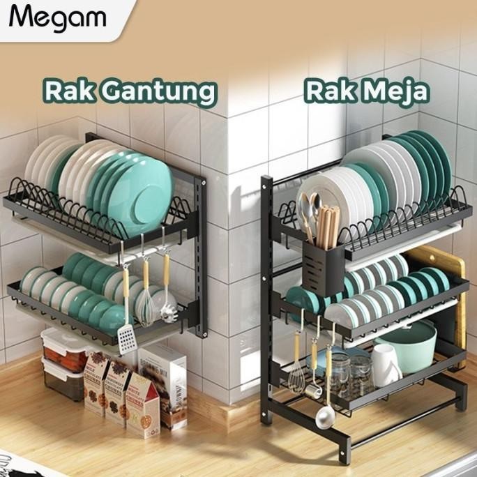 Megam Rak Piring Stainless Steel Rak Dapur HRM112