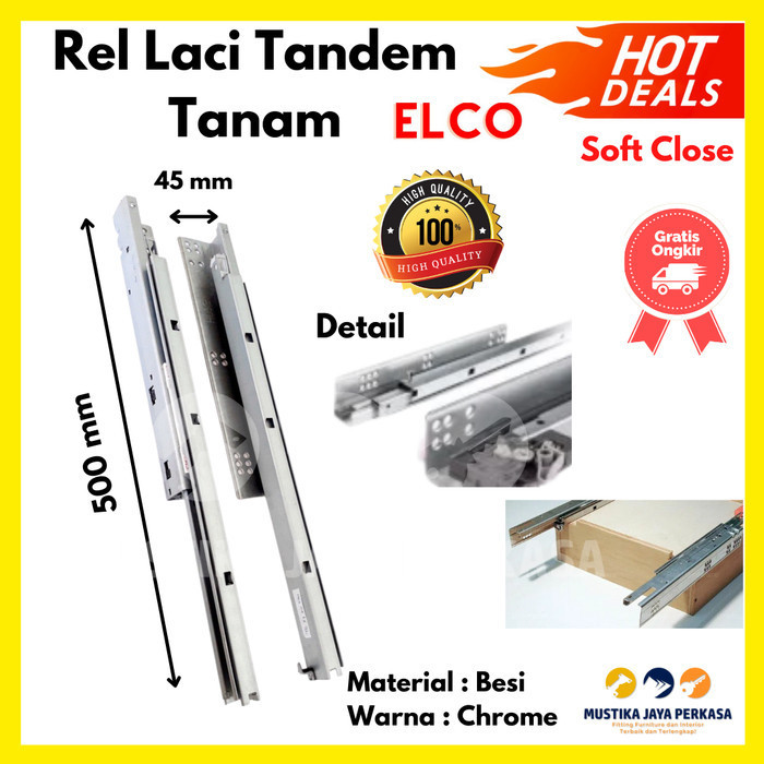 Rel Tandem Tanam Elco Rel Laci Besi 500 mm 50 cm Bukan Rel Laci Double