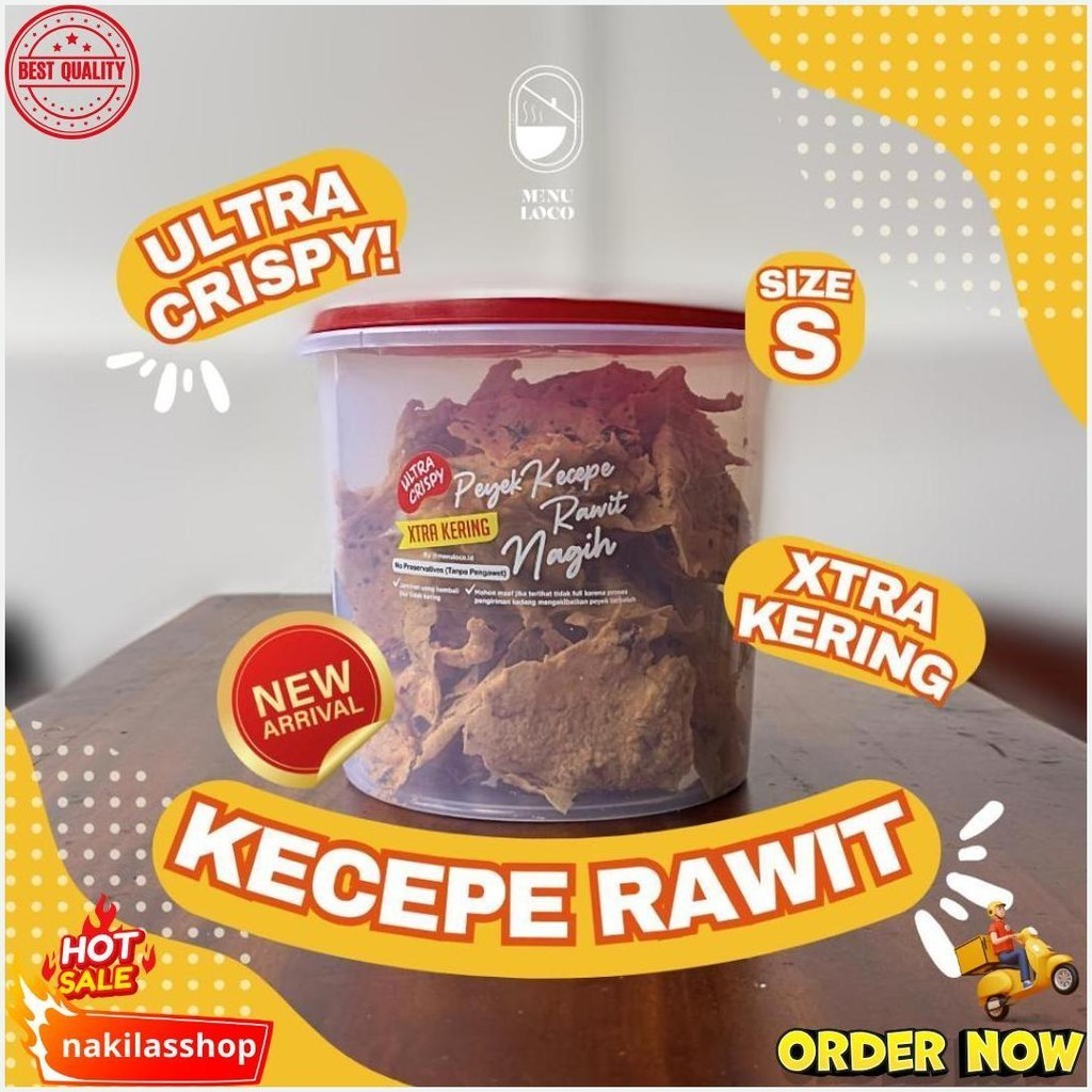 

Tong Peyek Kacang/Teri/Kecepe Rawit Nagih @Menuloco.Id Size S (Pengiriman Dalam Kota) Termurah Banget
