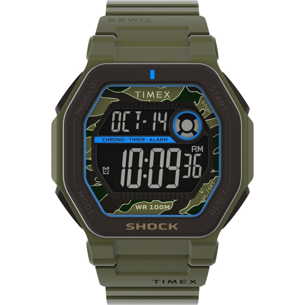 Jam Tangan Pria Timex Command Encounter Digital Dial Green Resin Strap TW2V93700V5 Original
