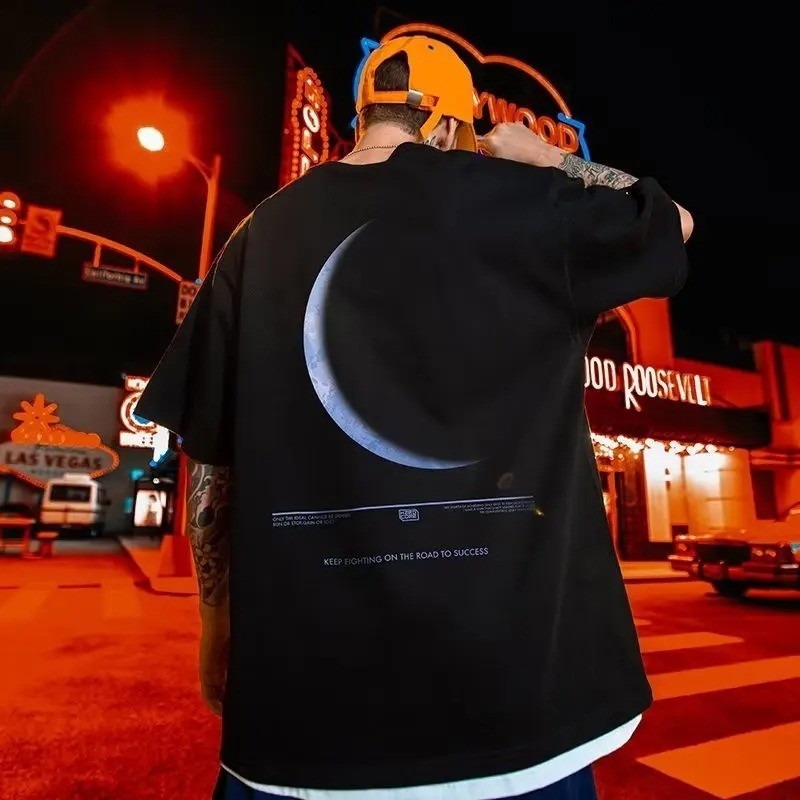 Kaos Longgar Baru Pria Lengan Pendek Sablon Longgar Pakaian Pasangan Hip Hop 7Xl Besarukuran: S-3XL