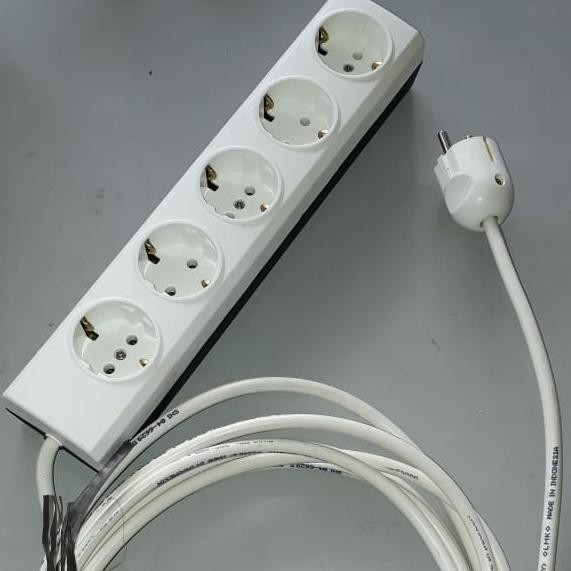 Stop Kontak Broco 5 Lubang Rakit + Kabel 5 Meter + Steker Broco