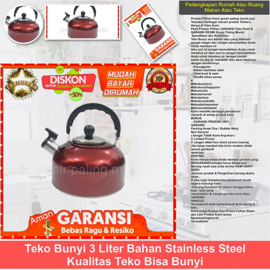 Teko Bunyi 3 Liter Bahan Stainless Steel Kualitas Teko Bisa Bunyi