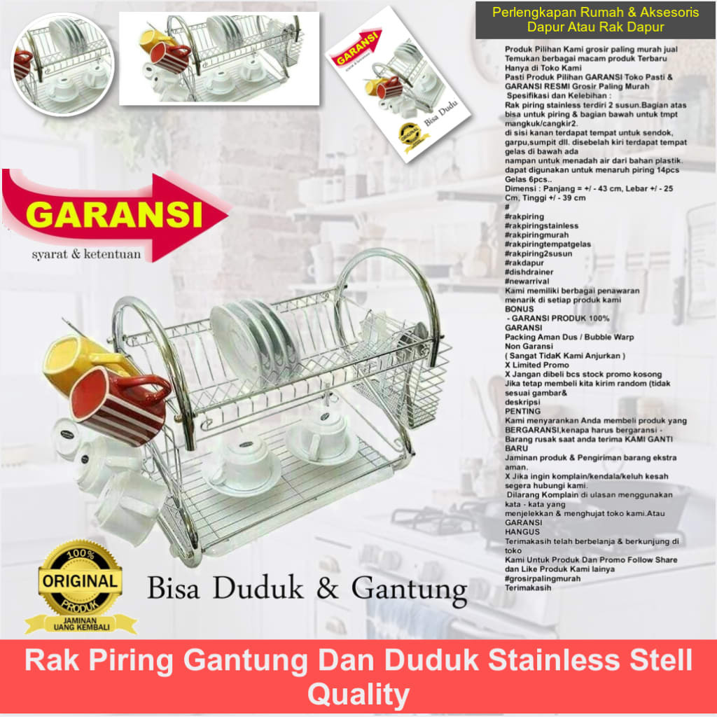 Rak Piring Gantung Dan Duduk Stainless Stell Quality