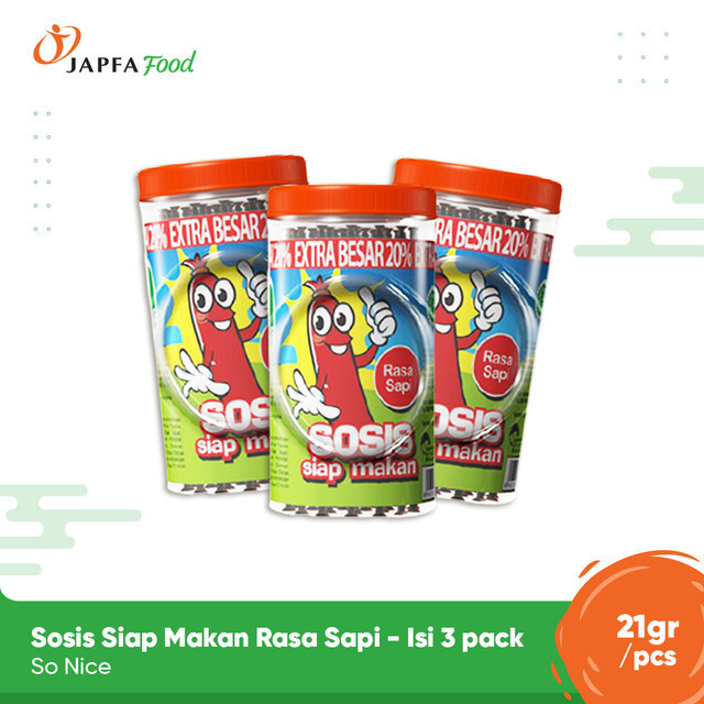 

So Nice Sosis Siap Makan Rasa Sapi 24 Pcs x 21 gr - Isi 3 pack