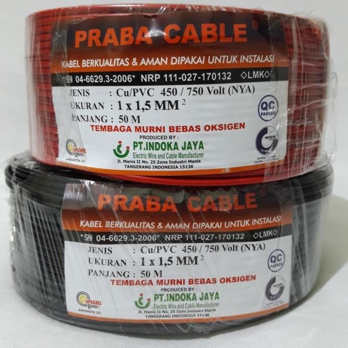 HARGA DISC - Kabel Listrik Tunggal (NYA 1,5mm) 50m Praba