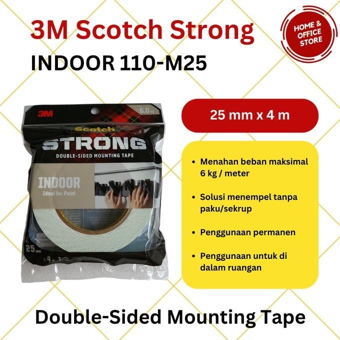 

3M Scotch Strong Indoor Double Tape / Mounting Tape 25 mm x 4 m
