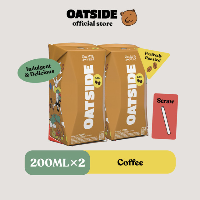 

OATSIDE Oat Milk Coffee Straw (Kemasan dengan Sedotan) 200ml x 2 pcs