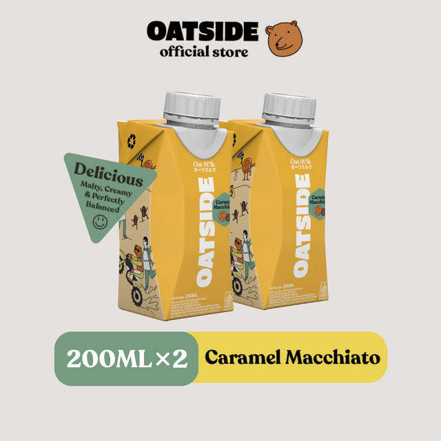 

OATSIDE Oat Milk Caramel Macchiato Caps (Kemasan Tutup Botol) 200ml x 2 pcs