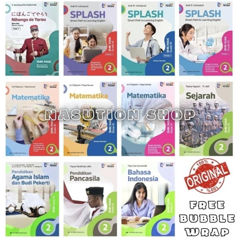 CR - Buku Kelas 2 / XI 11 SMK Erlangga Kurikulum Merdeka - Matematika Pancasila Bahasa Splash Sejara