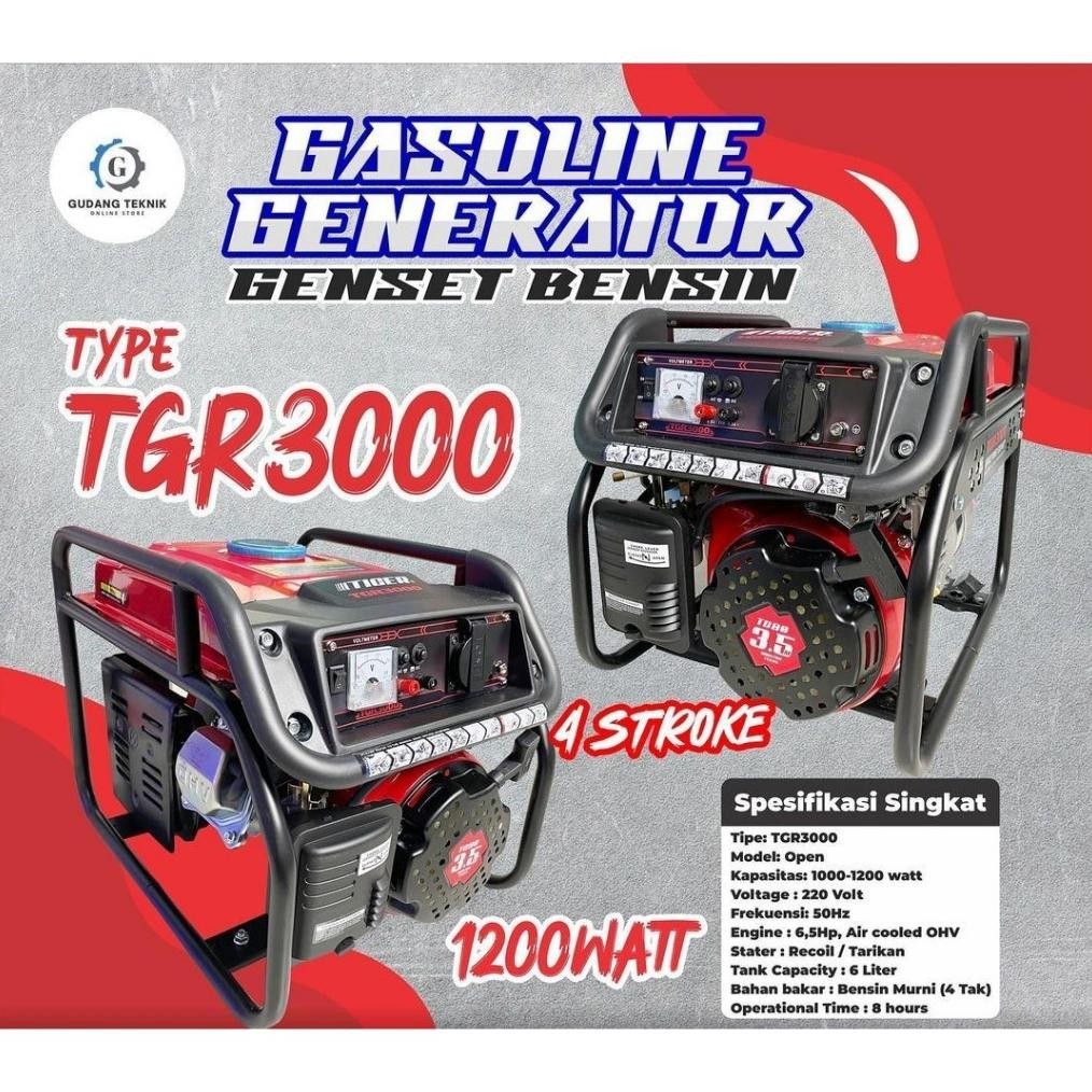 Genset 1200W TGR3000 TIGER X MUSTANG MG2500AVR / Power Generator 1200 Watt 4 Tak TGR 3000 MG 2500AVR