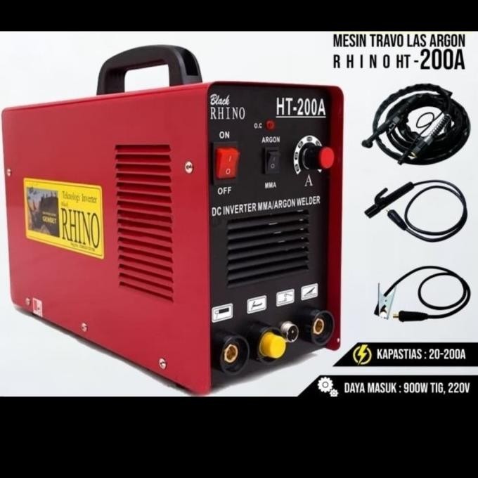 Mesin Las Argon Rhino Ht 200/Travo Las Tig 200A Rhino Merah