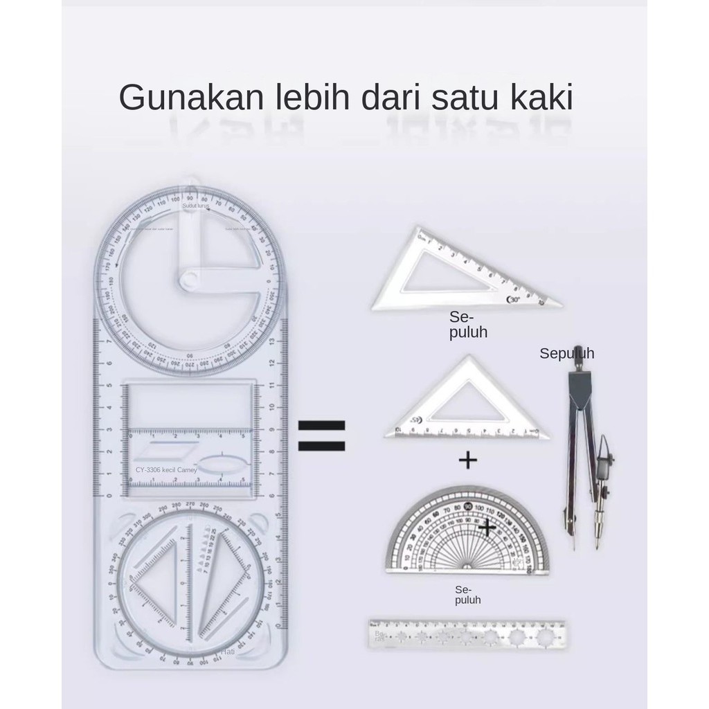 

Penggaris Gambar Multifungsi Set Pelajar Busur Derajat Persegi