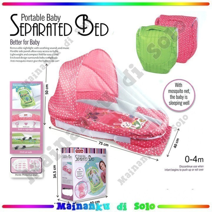 [Mainanku] Tempat Tidur Bayi Baby Bed Suara Musik Lampu Portable Baby Separated Bed Matras Tidur Bay