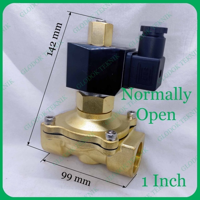 2 WAY SOLENOID VALVE NORMALLY OPEN 1", PU225-25K, BRASS,NORMALLY OPEN