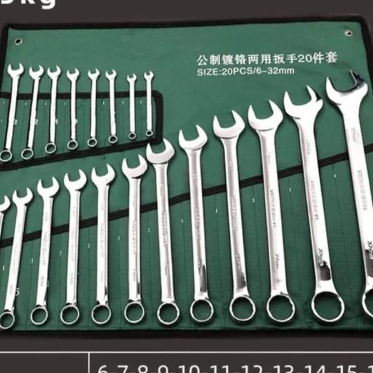 Tuosen Wrench Set - Kunci Ring Pas Set 20Pcs 6Mm-32Mm Chrom Alt Tekiro