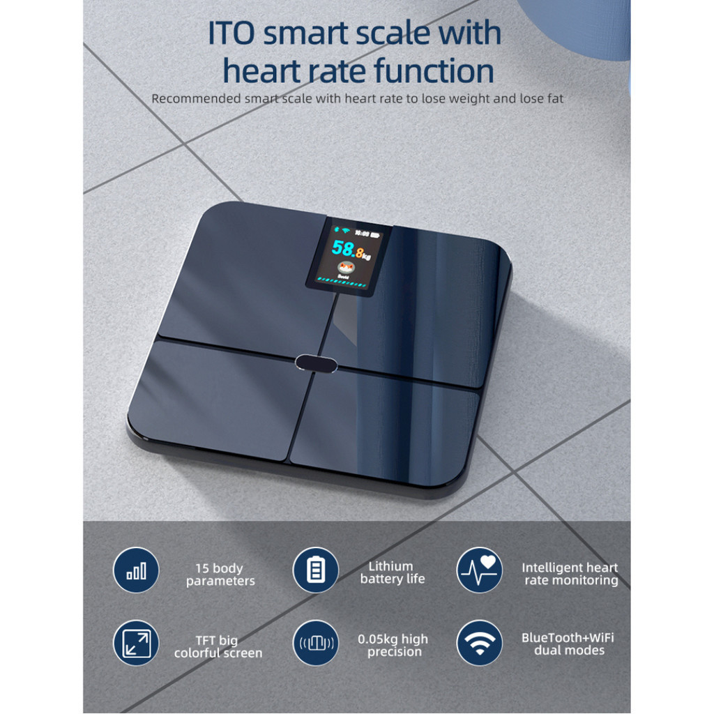 LEFU Timbangan Badan Digital Scale BMI Monitor Smart App 180kg - CF568BLE - Black