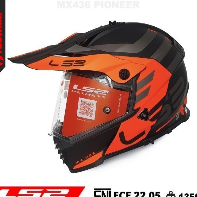 Helm Trail Adventure Ls2 Mx436 Pioneer Evo Adventure Matt Black Orange