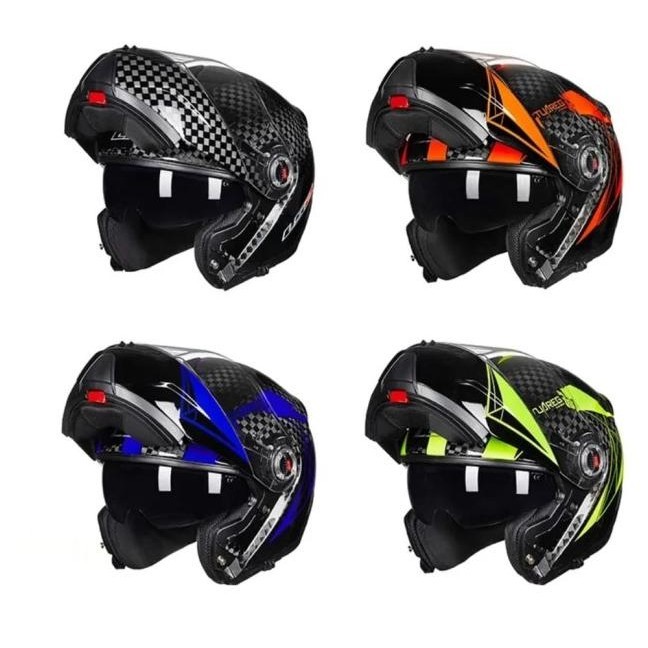 Helm Modular Ls2 Carbon Fiber Ff394 Full Face Super Light Helmet