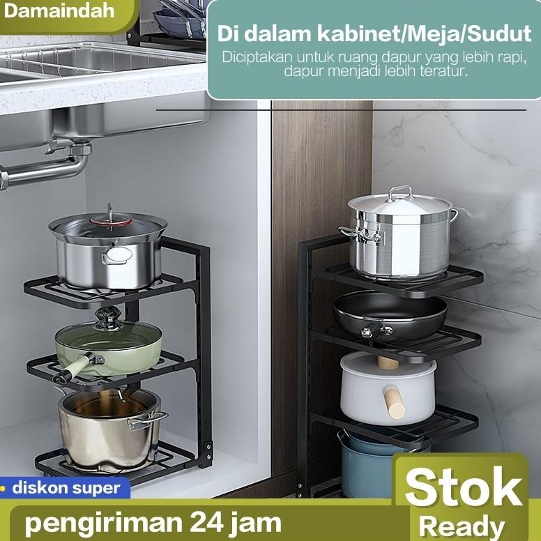 Rak Susun Bawah Wastafel Rak Tingkat dan Beroda Rak Penyimpanan Adjustable Peralatan Rumah Dapur