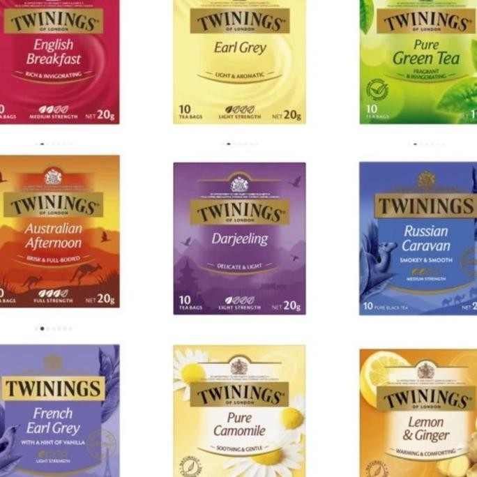 

Twinings Isi 10 Sachet English Breakfast, Pure Camole, Pure Green Tea, Aussie Afternoon, Russian Caravan, French Earl Grey