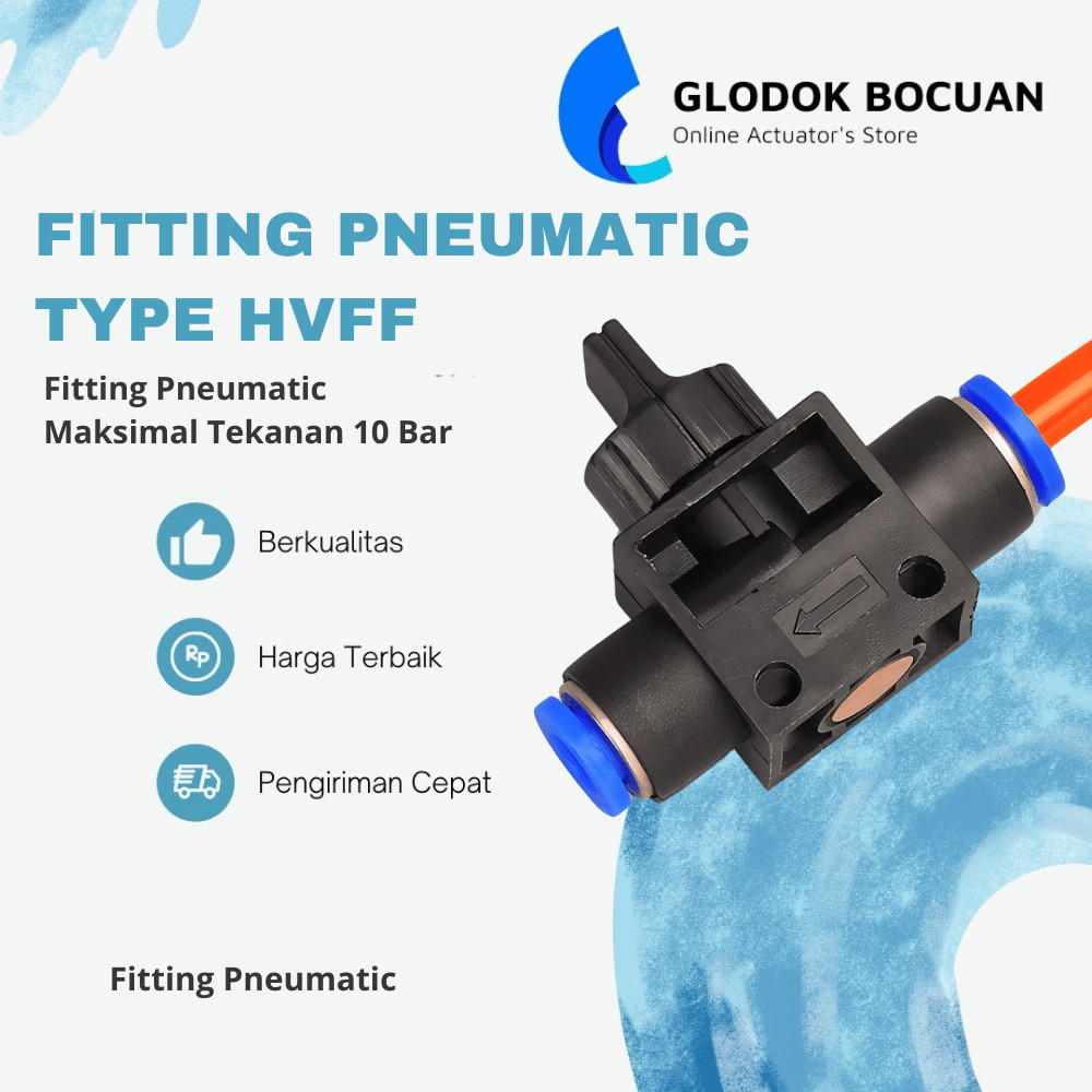 MHVFF 8 Fitting Kran Hand Valve Slip Lock Selang 8mm x 8mm