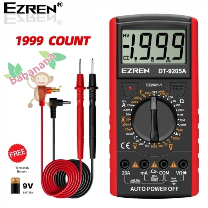 Ezren DT 9205A multimeter digital alat tes listrik kabel elektronik