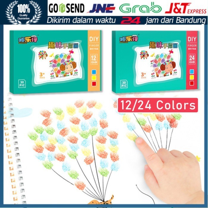 

siap kirim] 24 Warna Finger Painting Set Washable / Hand Painting Cat Tangan Anak