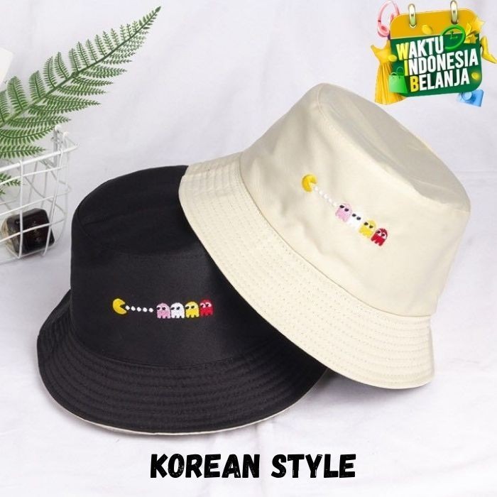 Topi Wanita Fashion Topi Bucket Korea Bolak Balik Fisherman Bucket Hat