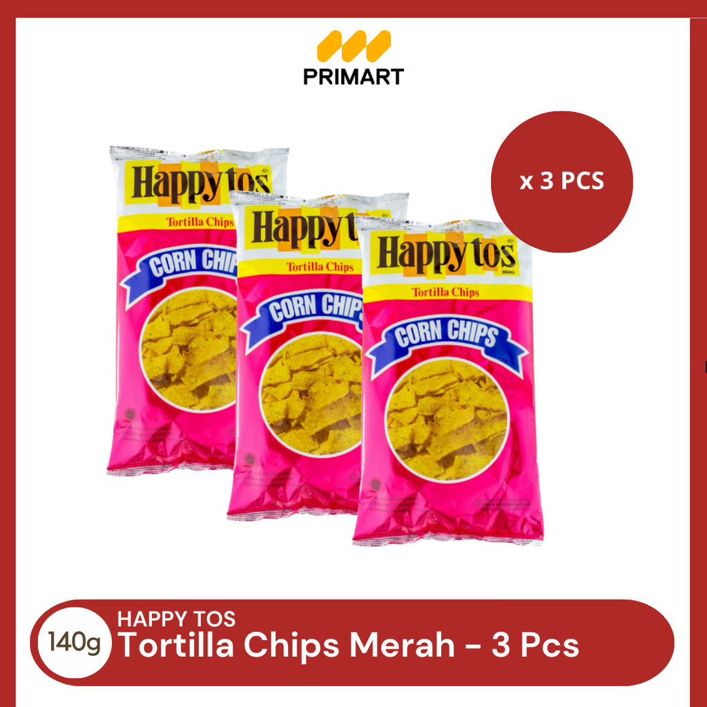 

Happy Tos Tortilla Chips Keripik Tortilla Merah 140 gr - 3 Pcs