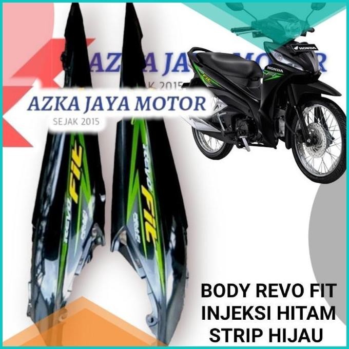 Body Honda Revo Fit FI hitam Strip Hijau/ bodi kiri kanan Revo injeksi