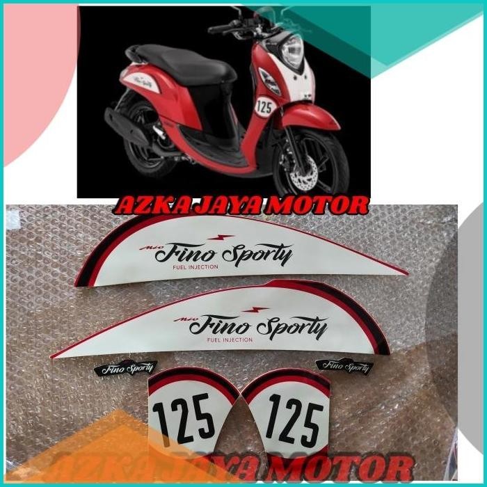 Striping Yamaha Fino 125 sporty Merah Corak putih / sticker Fino 125 8