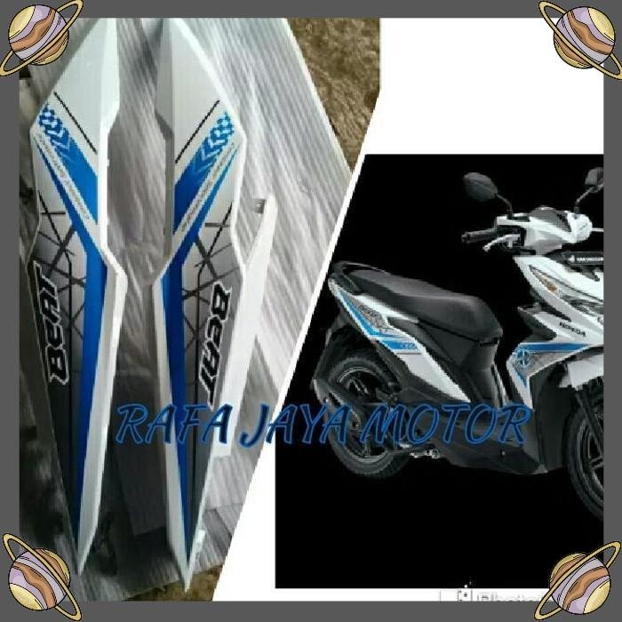 [STAR] COVER BODY HONDA BEAT FI ALL NEW 2017 ORI WARNA PUTIH STRIPING BIRU
