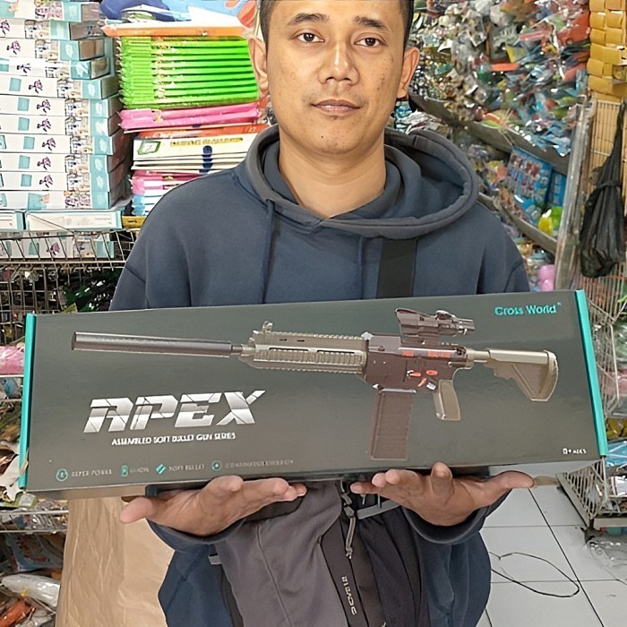 Diskon Mainan Tembakan Apex Sniper Peluru Busa Soft Blaster Auto Baterai - Super Nerf&Gel Murah