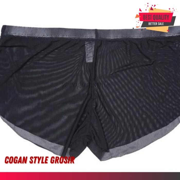 TRANSPARENT MEN BOXER PRIA CELANA BOXER TRANSPARAN BLACK