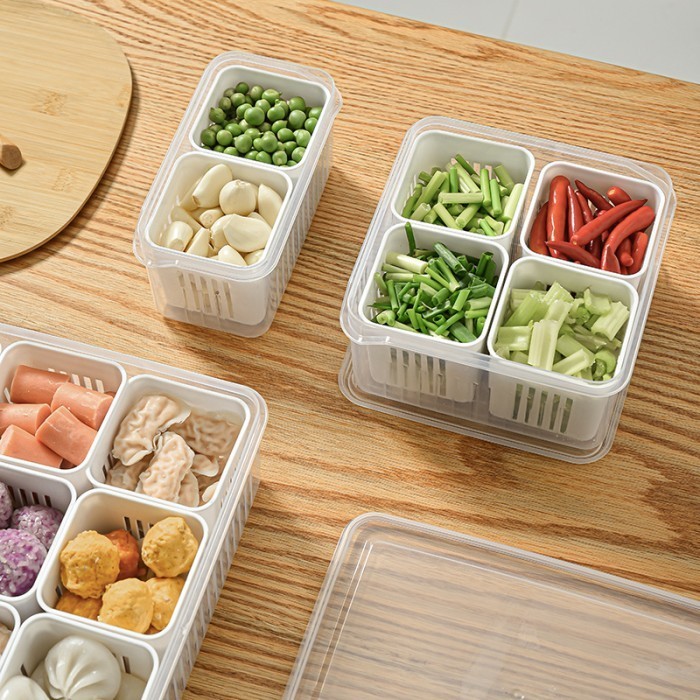 kotak sekat saringan yimpan makanan kulkas freezer food storage container plastik pp5 food grade