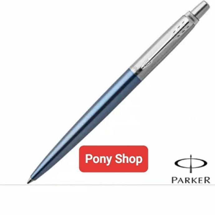 

Pulpen Parker New Jotter Waterloo Biru Muda CT Ballpoint Klip Silver