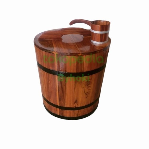 TERBAIK Bak mandi kayu jati T50x50 / Ember T50 Free gayung