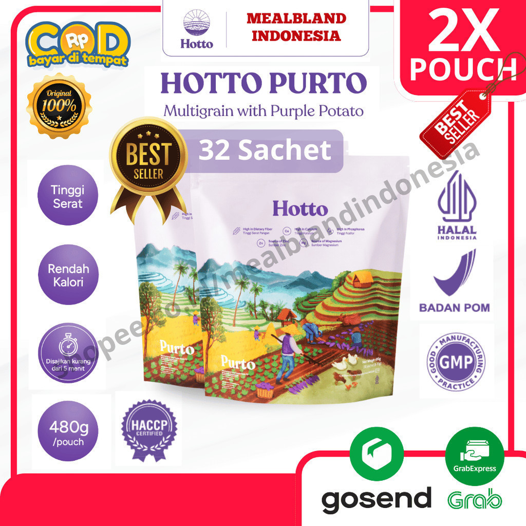 

[2 Pouch Best Seller] Official Hotto Purto Store Minuman Oat Multigrain BPOM Halal