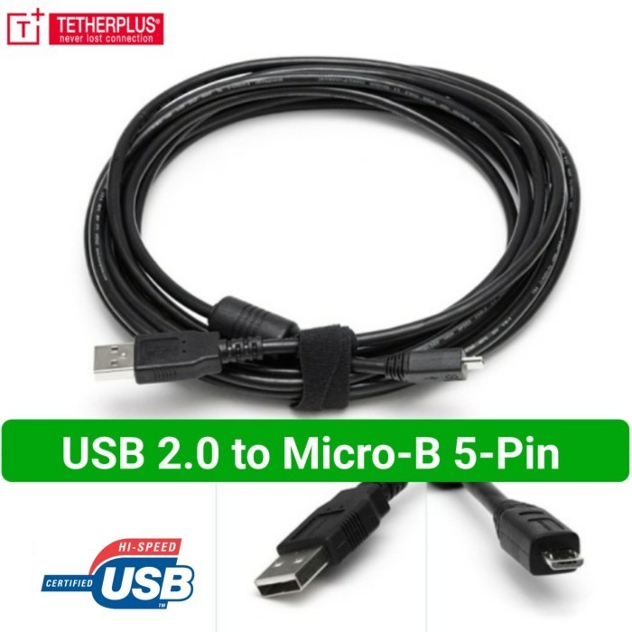 TetherPlus 3 Meter Kabel data kamera USB 2.0 Micro 5Pin